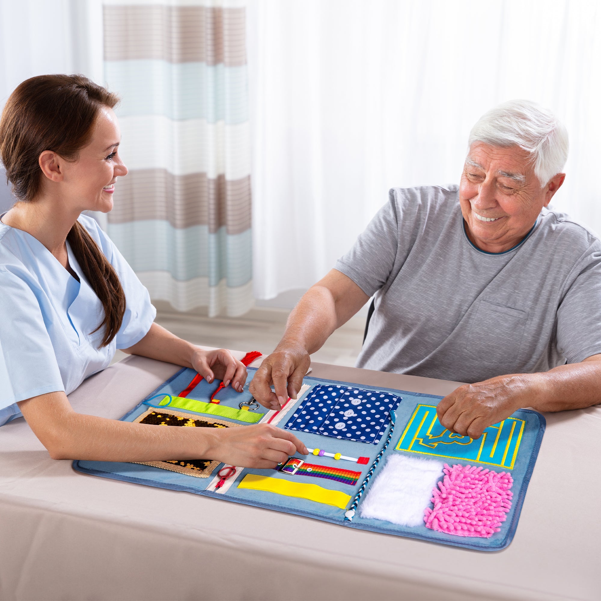 Fidget Blanket for Adults with Dementia & Alzheimer's, sensory activities for dementia patients